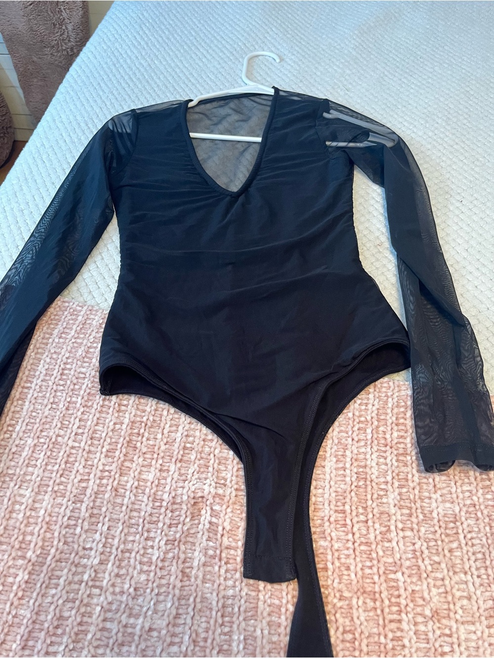 Black Mesh Sleeve Bodysuit Skirt